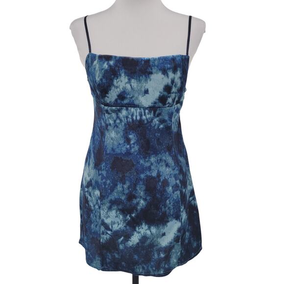 Urban Outfitters Y2K Dawn Tie-Dye Velvet Mini Slip Dress Babydoll 90s Size M‎ - Picture 1 of 10